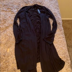 Women’s Long Ribbed Duster Sweater Blk